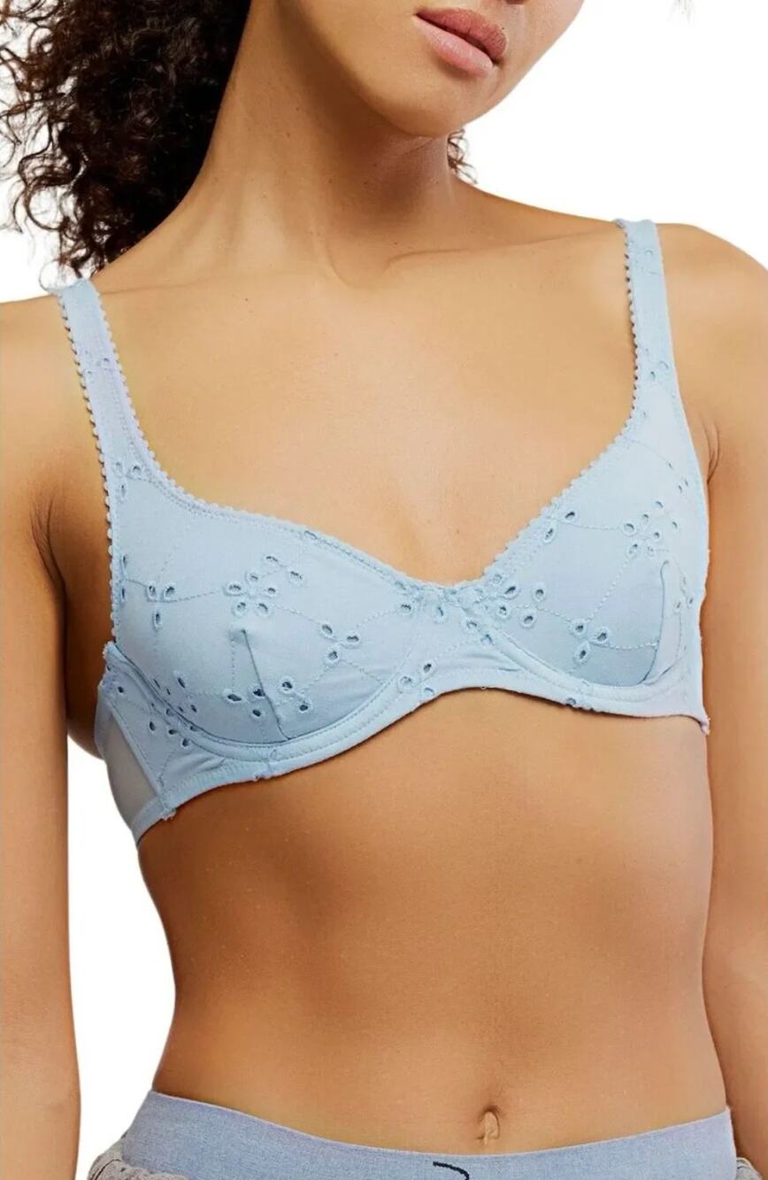 Intimately Free People Full Bloom Grown Stretch Cotton Eyelet Underwire Bra 32B